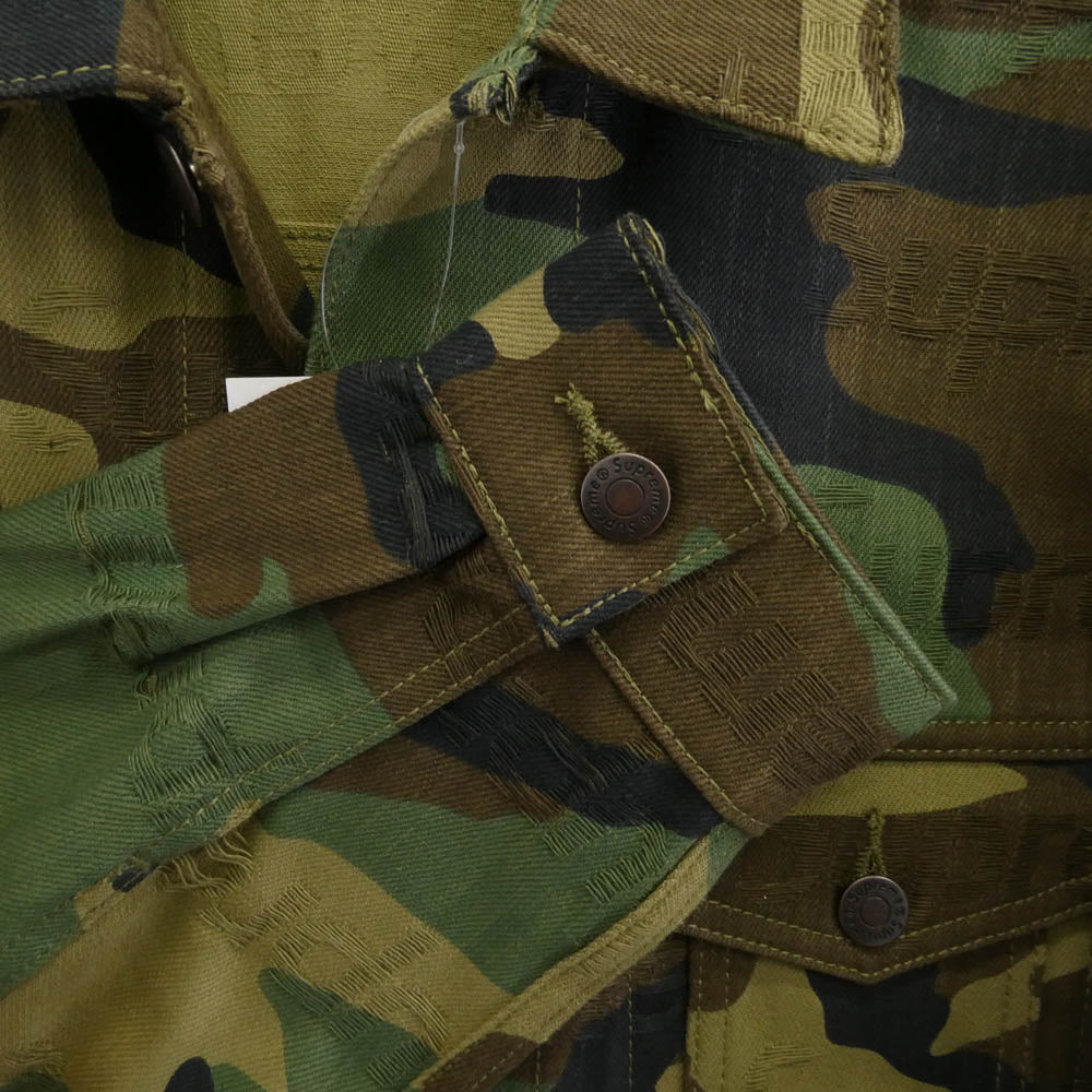 Supreme シュプリーム 25AW Jacquard Logos Denim Trucker Jacket ジャカードロゴ カモフラ デニム トラッカー ジャケット カモフラージュ系 L【極上美品】【中古】