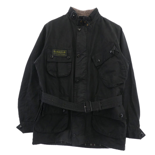 Barbour バブアー 70s 英国製 INTERNATIONAL JACKET 1crest 1ワラント AEROファスナー 黒生地 黒ボタン インターナショナル オイルド ジャケット ブラック系 サイズ表記なし【中古】