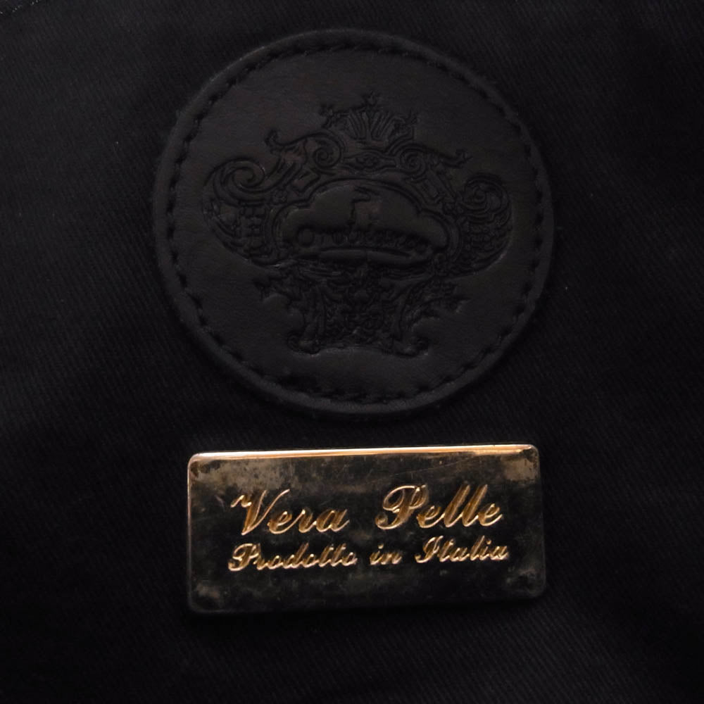 Orobianco オロビアンコ イタリア製 千鳥格子柄 トートバッグ ショルダーバッグ ブラック系【中古】