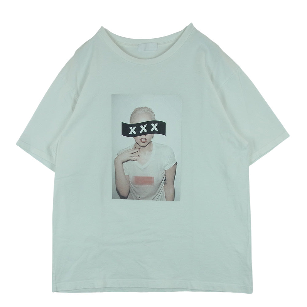 GOD SELECTION XXX ゴッドセレクション 20SS GX-S20-ST-17 LADY GAGA レディーガガ フォト プリント 半袖 Tシャツ オフホワイト系 XL【中古】