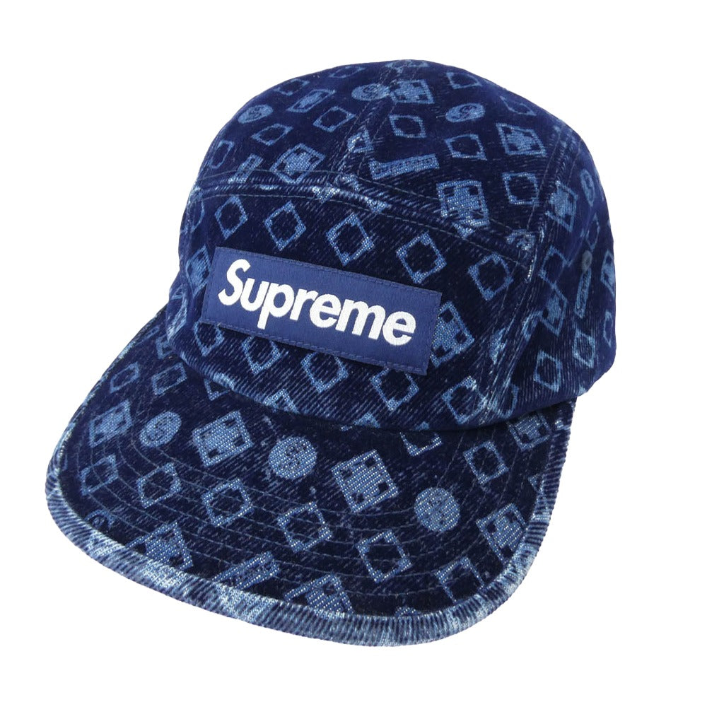 Supreme シュプリーム 24AW Flocked Denim Camp Cap Blue フロックド デニム キャンプ キャップ ブルー 帽子 ネイビー系【中古】