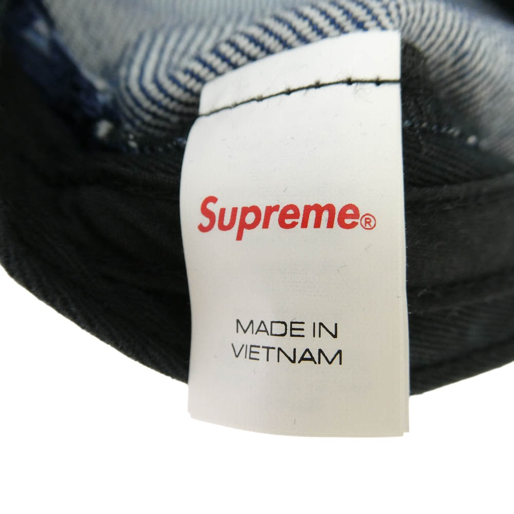 Supreme シュプリーム 24AW Flocked Denim Camp Cap Blue フロックド デニム キャンプ キャップ ブルー 帽子 ネイビー系【中古】