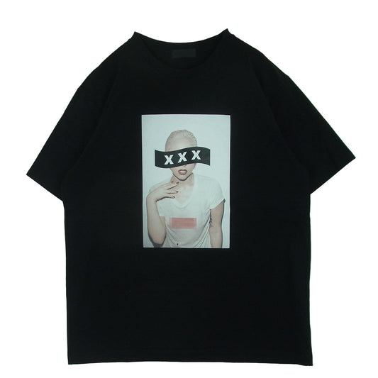 GOD SELECTION XXX ゴッドセレクション 20SS GX-S20-ST-17 LADY GAGA レディーガガ フォト プリント 半袖 Tシャツ ブラック系 L【美品】【中古】