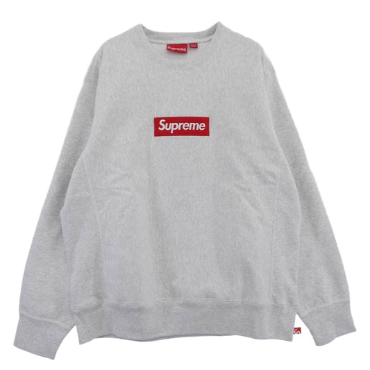 Supreme シュプリーム 18AW Box Logo Crewneck ボックスロゴ クルーネック スウェット トレーナー ライトグレー系 L【美品】【中古】
