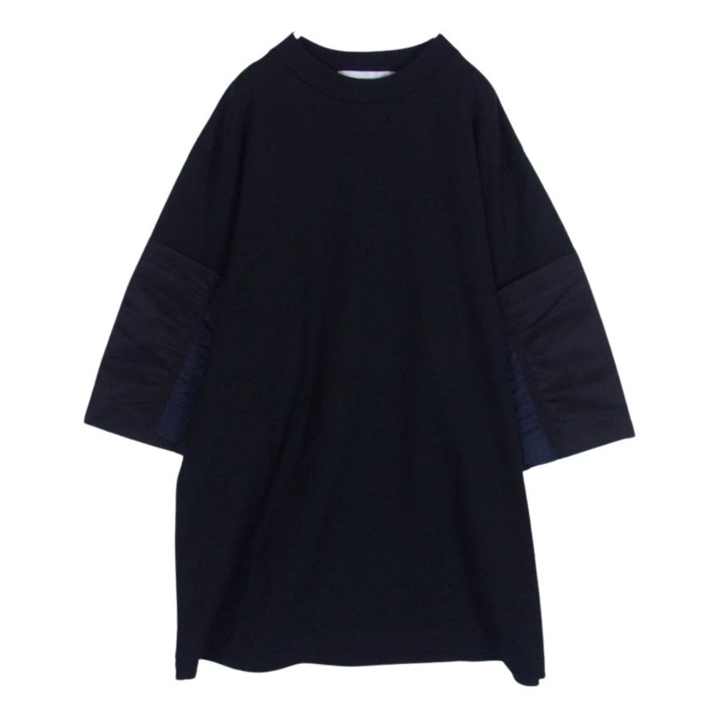 トーガ 25SS TV251-JK330 Cotton jersey S/S スリーブ異素材切替 オーバーサイズ 半袖 Tシャツ カットソー ネイビー系 46【美品】【中古】