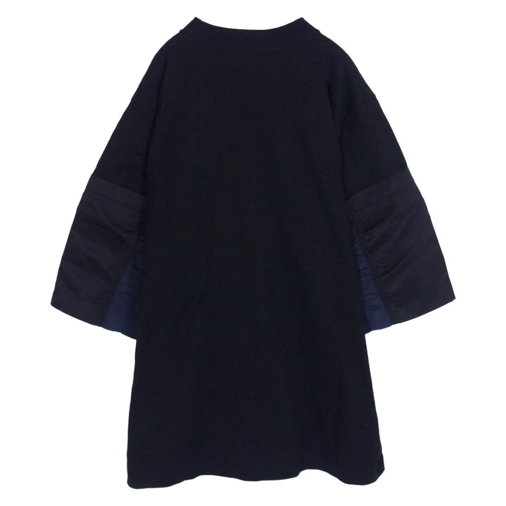 トーガ 25SS TV251-JK330 Cotton jersey S/S スリーブ異素材切替 オーバーサイズ 半袖 Tシャツ カットソー ネイビー系 46【美品】【中古】