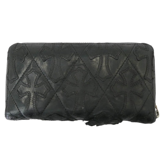CHROME HEARTS クロムハーツ（原本無） ブラックシンフォニー証明書付属 REC F ZIP QUILTED セメタリークロスパッチ キルティング レザー ロングウォレット 長財布 ブラック系【中古】