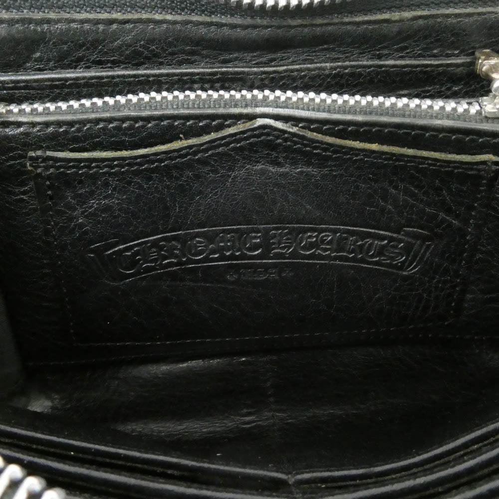 CHROME HEARTS クロムハーツ（原本無） ブラックシンフォニー証明書付属 REC F ZIP QUILTED セメタリークロスパッチ キルティング レザー ロングウォレット 長財布 ブラック系【中古】