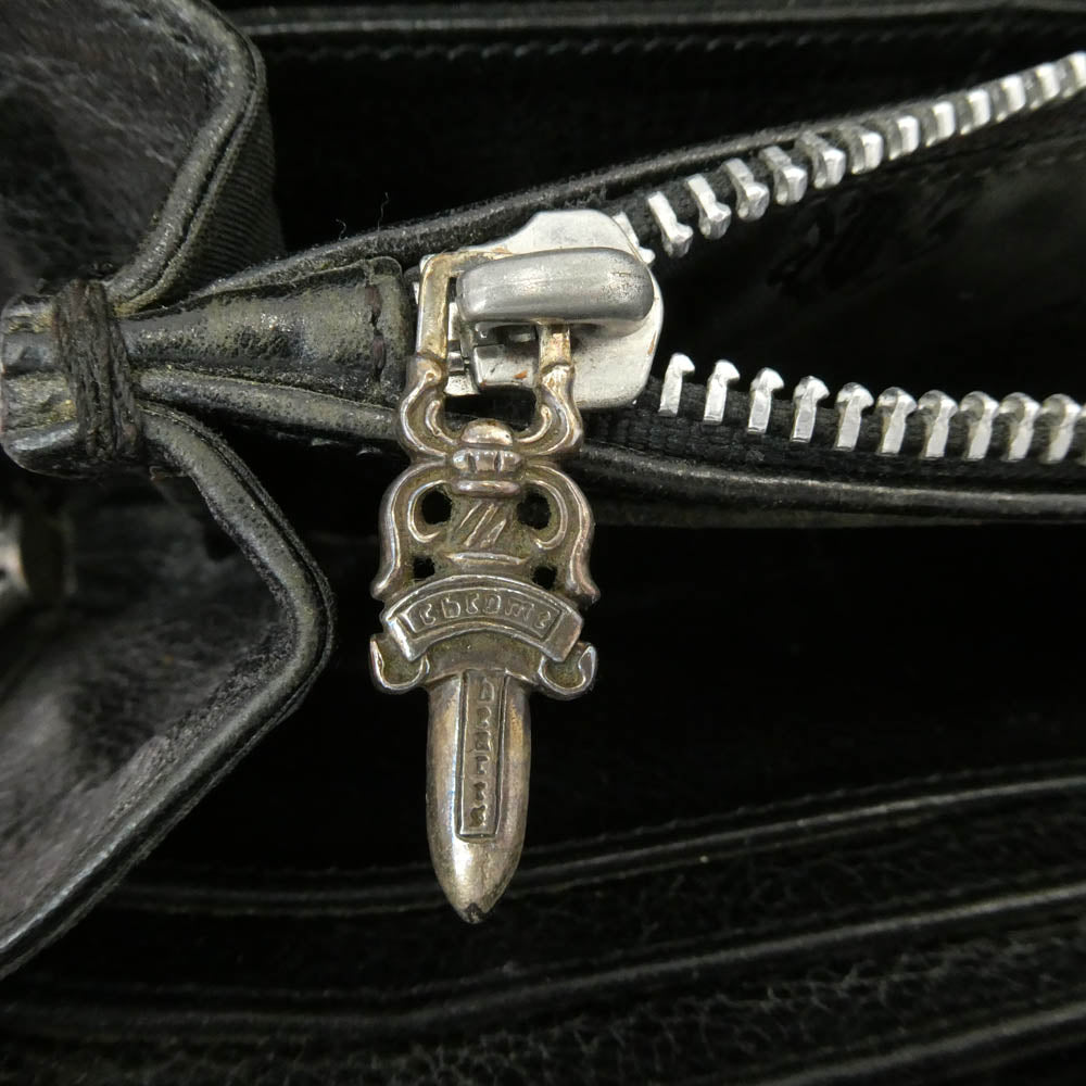 CHROME HEARTS クロムハーツ（原本無） ブラックシンフォニー証明書付属 REC F ZIP QUILTED セメタリークロスパッチ キルティング レザー ロングウォレット 長財布 ブラック系【中古】