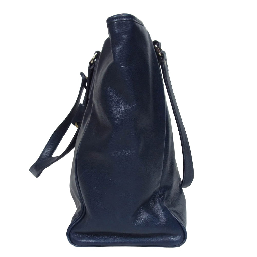 aniary アニアリ オールレザー トート バッグ ネイビー系【中古】