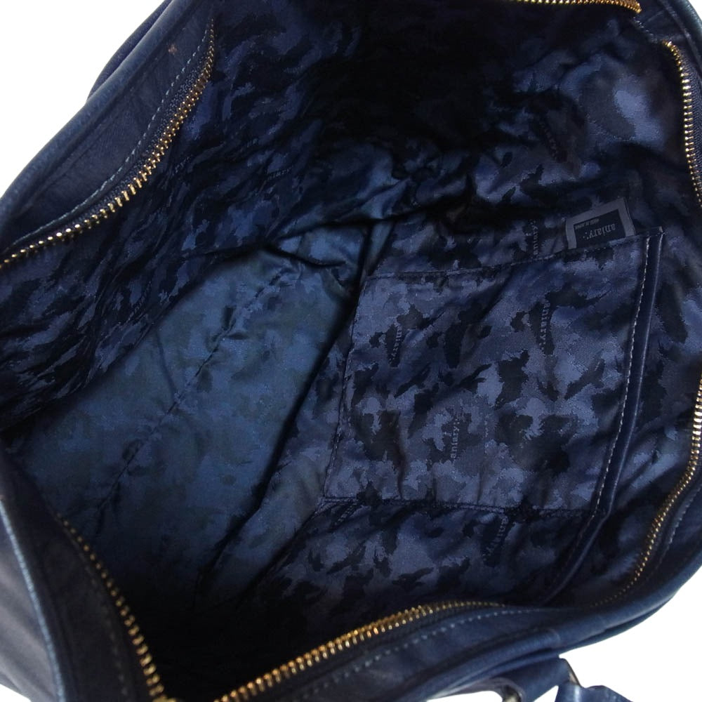 aniary アニアリ オールレザー トート バッグ ネイビー系【中古】