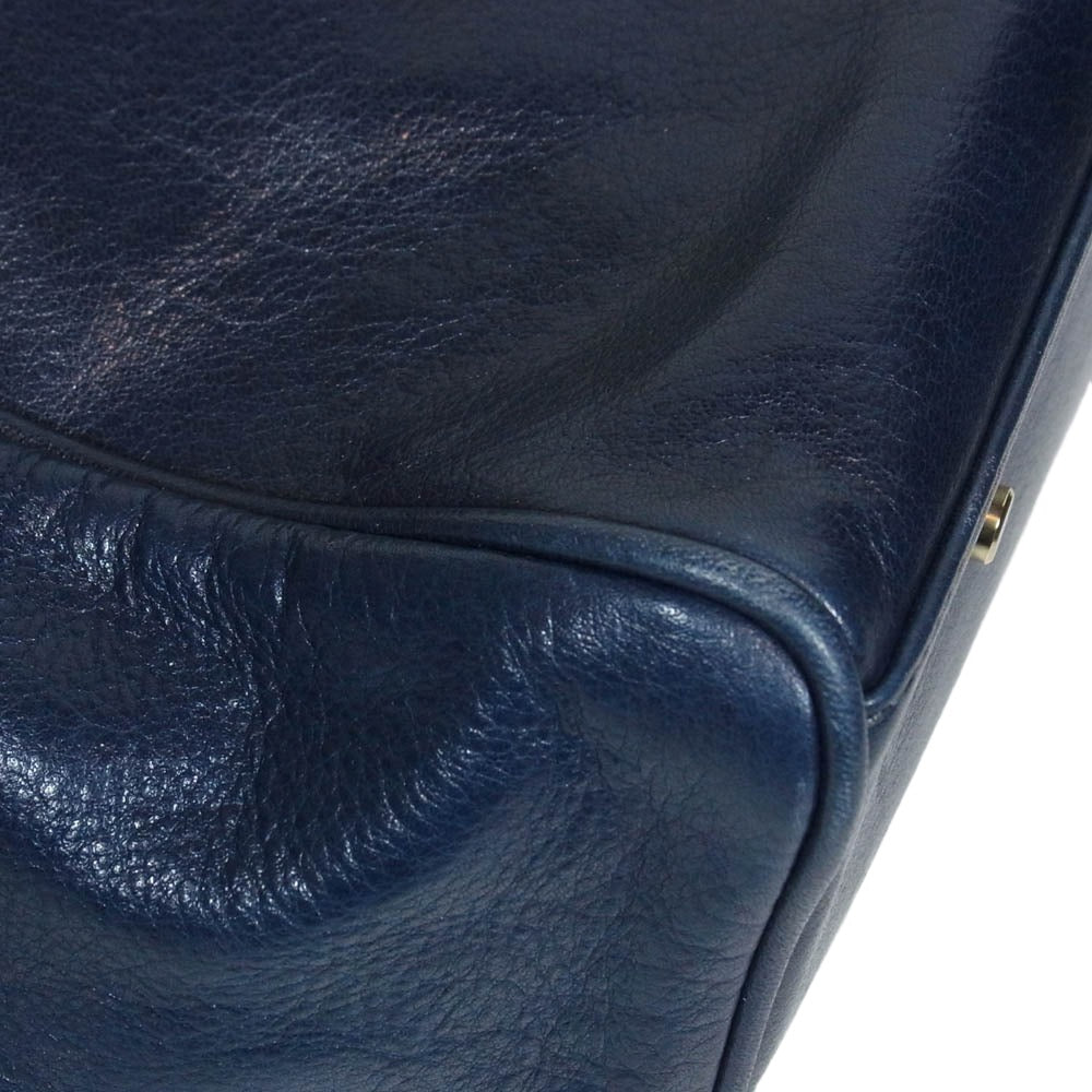 aniary アニアリ オールレザー トート バッグ ネイビー系【中古】