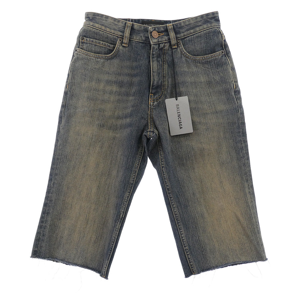 BALENCIAGA バレンシアガ 23AW 753212 TNW65 カットオフ加工 デニム ショート パンツ インディゴブルー系 XS【極上美品】【中古】