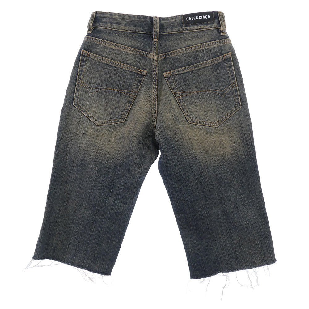 BALENCIAGA バレンシアガ 23AW 753212 TNW65 カットオフ加工 デニム ショート パンツ インディゴブルー系 XS【極上美品】【中古】