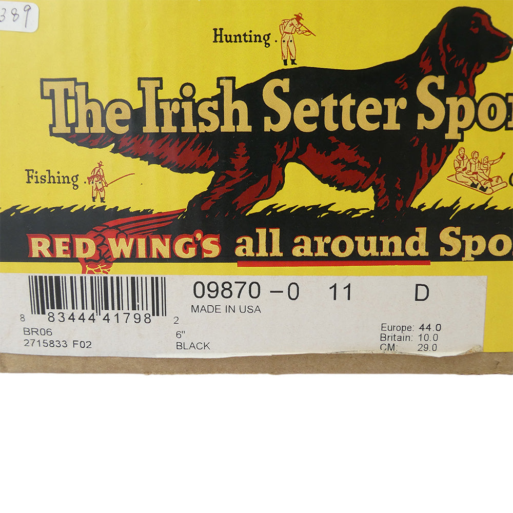 RED WING レッドウィング 9870 IRISH SETTER アイリッシュセッター ブラック クローンダイク 犬タグ 茶芯 7ホール プレーントゥ ワーク ブーツ ブラック系 29.0cm【新古品】【未使用】【中古】