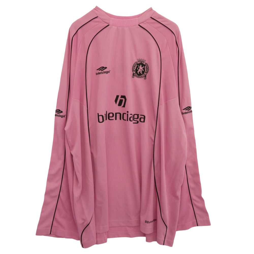BALENCIAGA バレンシアガ 24SS 778972 TPVT7 Oversized Paris Soccer L/S T-Shirt パリ サッカー ゲームシャツ 長袖 Tシャツ ピンク系 4【極上美品】【中古】