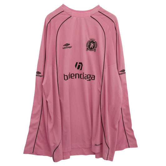 BALENCIAGA バレンシアガ 24SS 778972 TPVT7 Oversized Paris Soccer L/S T-Shirt パリ サッカー ゲームシャツ 長袖 Tシャツ ピンク系 4【極上美品】【中古】