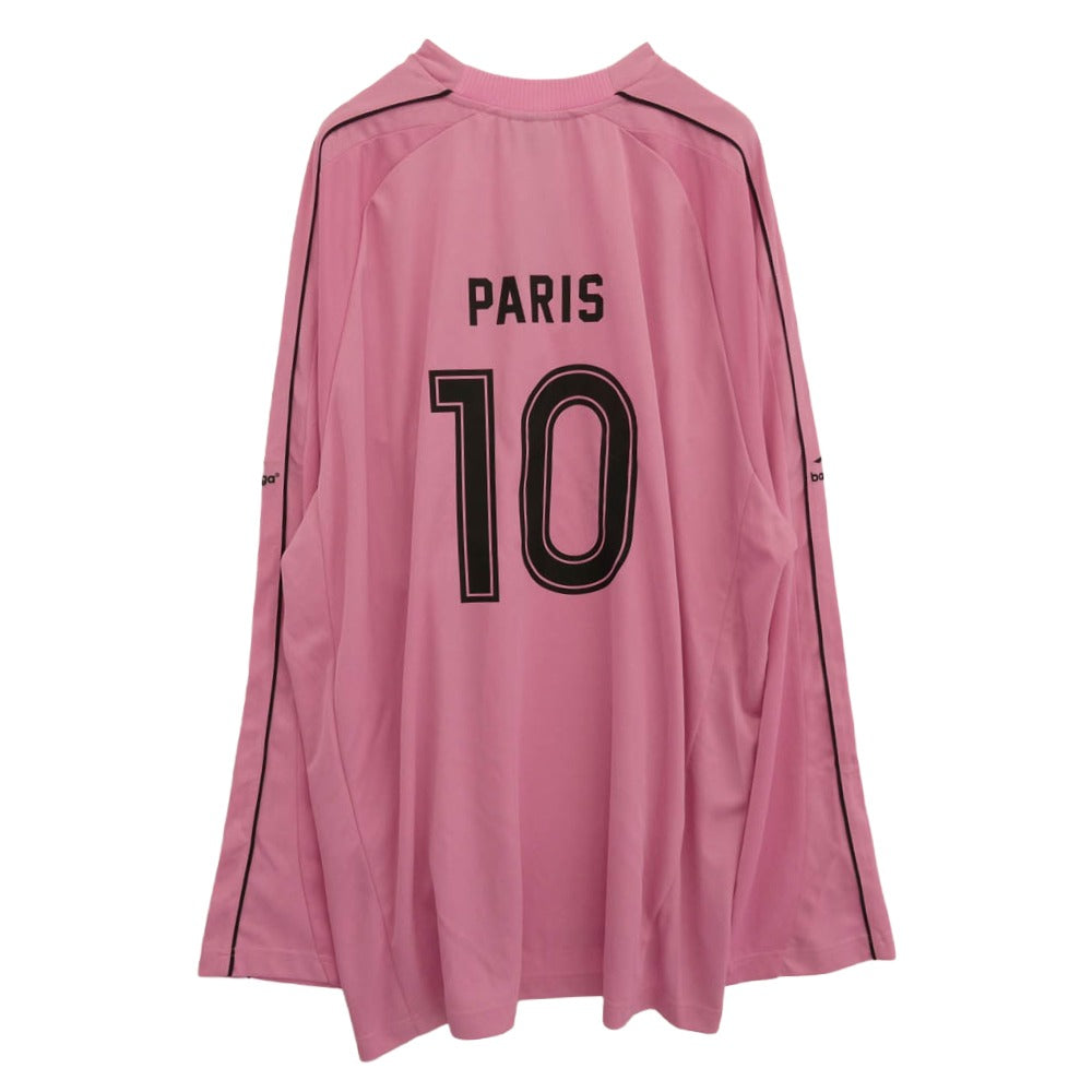 BALENCIAGA バレンシアガ 24SS 778972 TPVT7 Oversized Paris Soccer L/S T-Shirt パリ サッカー ゲームシャツ 長袖 Tシャツ ピンク系 4【極上美品】【中古】