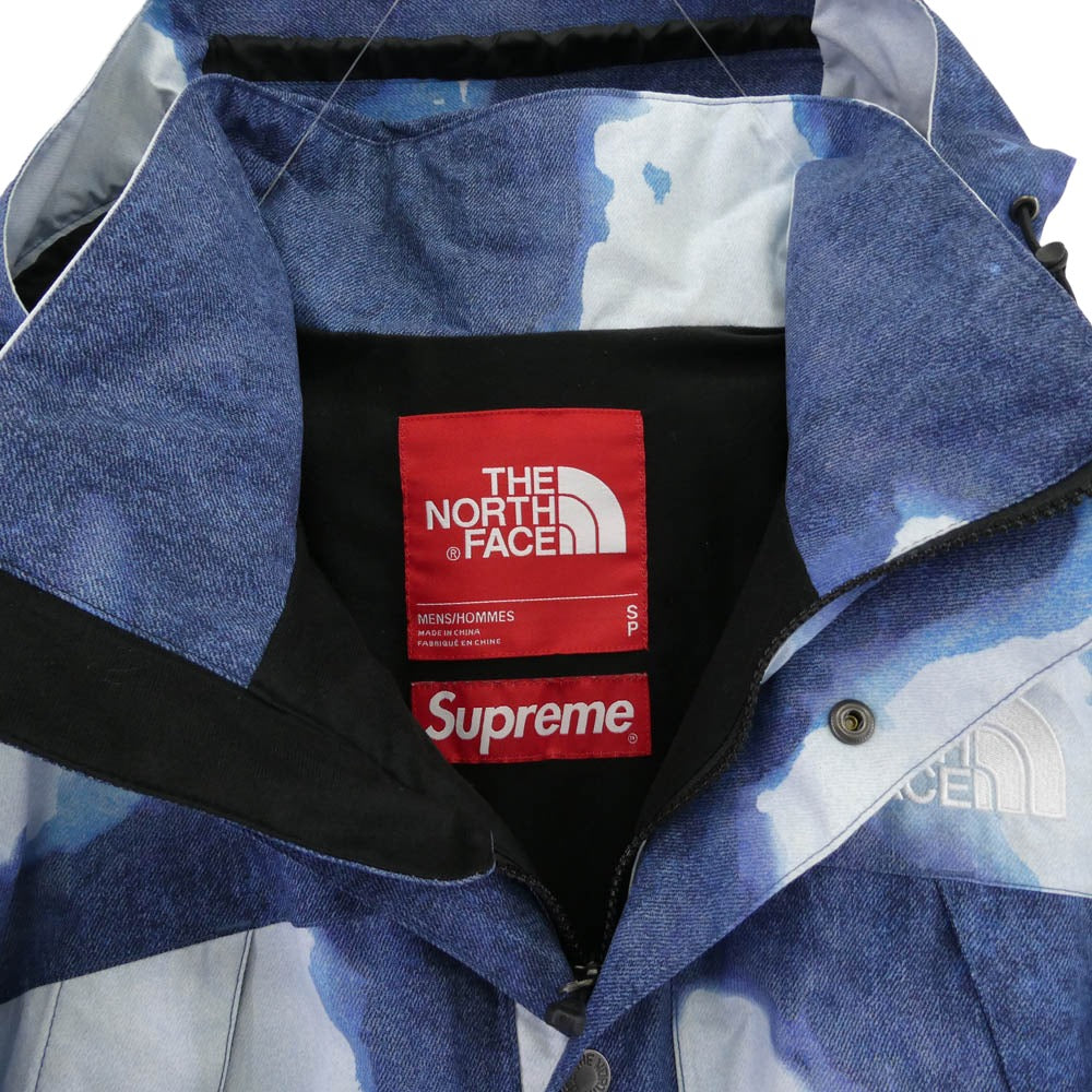 Supreme シュプリーム 21AW NP52100I x The North Face Bleached Denim Print Mountain Jacket ザノースフェイス ブリーチド デニム プリント マウンテン ジャケット ブルー系 S【中古】