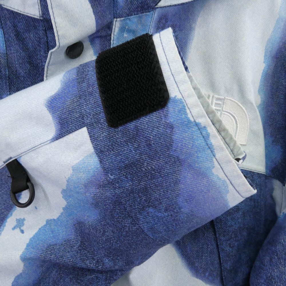 Supreme シュプリーム 21AW NP52100I x The North Face Bleached Denim Print Mountain Jacket ザノースフェイス ブリーチド デニム プリント マウンテン ジャケット ブルー系 S【中古】