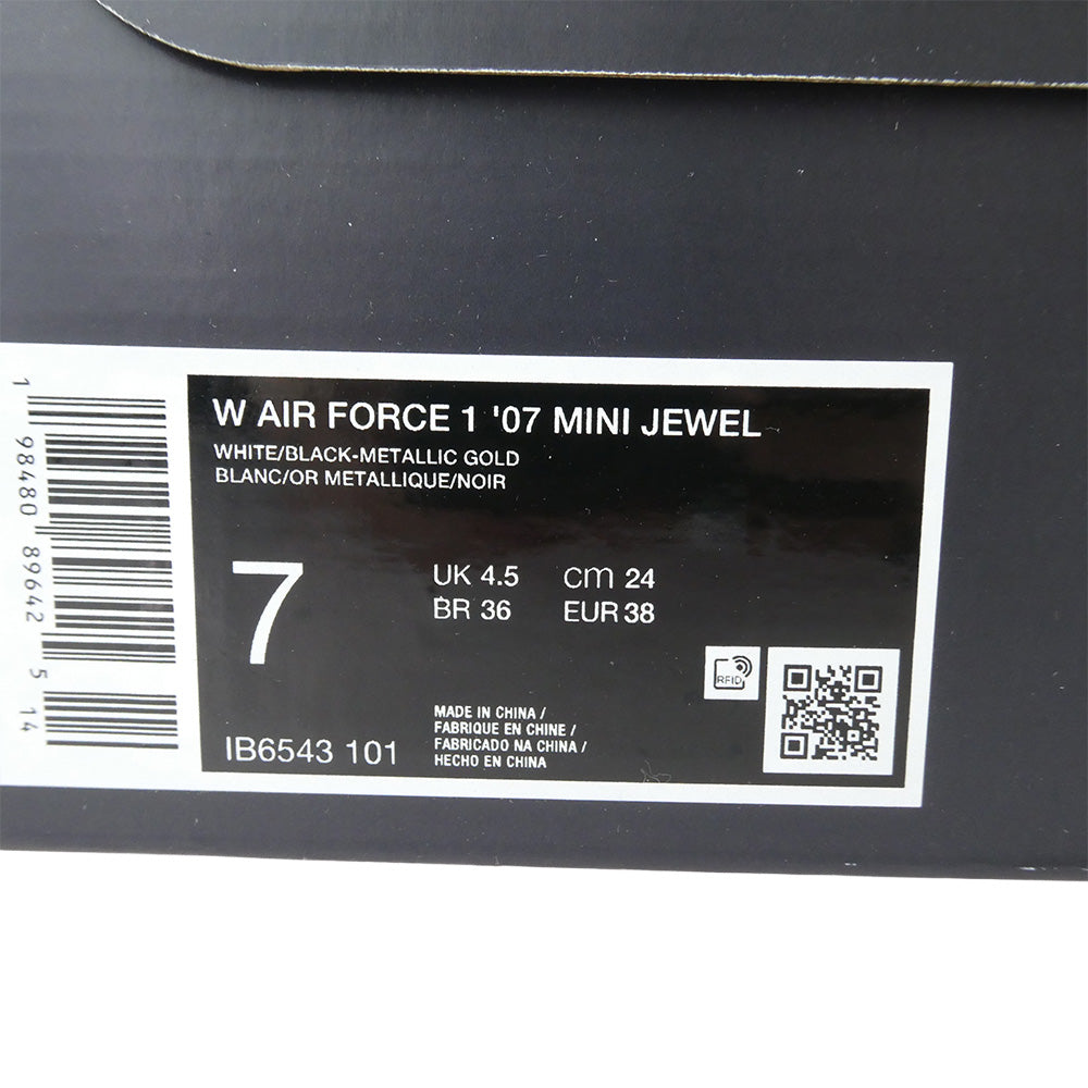 NIKE ナイキ IB6543-101 Women's Air Force 1 07 Mini Jewel White Metallic Gold Black エアフォースワン スニーカー ホワイト系 ブラック系 24.0cm【新古品】【未使用】【中古】