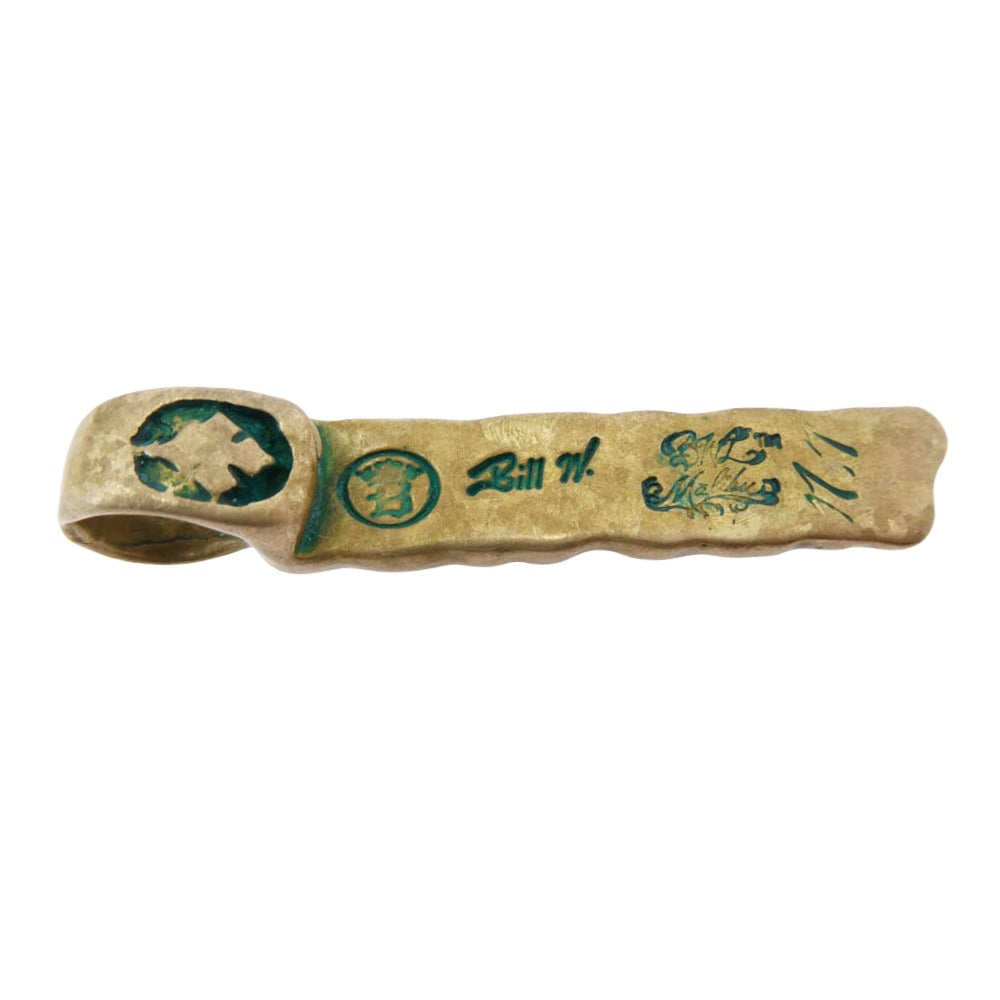 BILL WALL LEATHER ビルウォールレザー × REALDEAL リアルディール ロゴ Cクロス バー チャーム ペンダントトップ ゴールド系 グリーン系【中古】