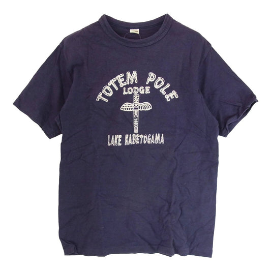 WAREHOUSE ウエアハウス トーテムポール プリント Tシャツ 半袖カットソー ネイビー系 M【中古】