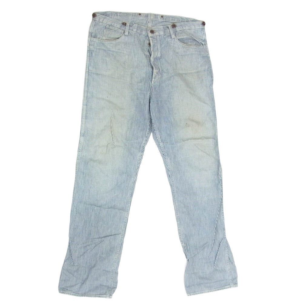WAREHOUSE ウエアハウス ヒッコリー ストライプ ワークパンツ ブルー系 36【中古】