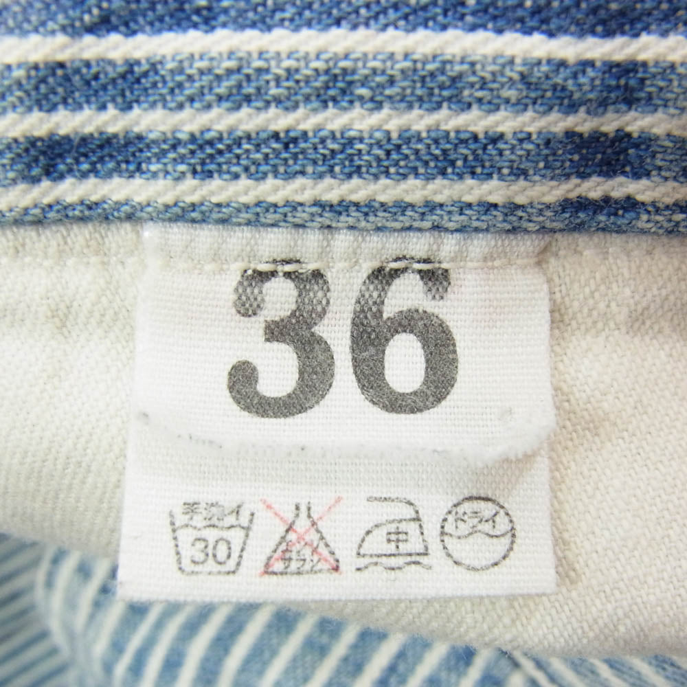 WAREHOUSE ウエアハウス ヒッコリー ストライプ ワークパンツ ブルー系 36【中古】