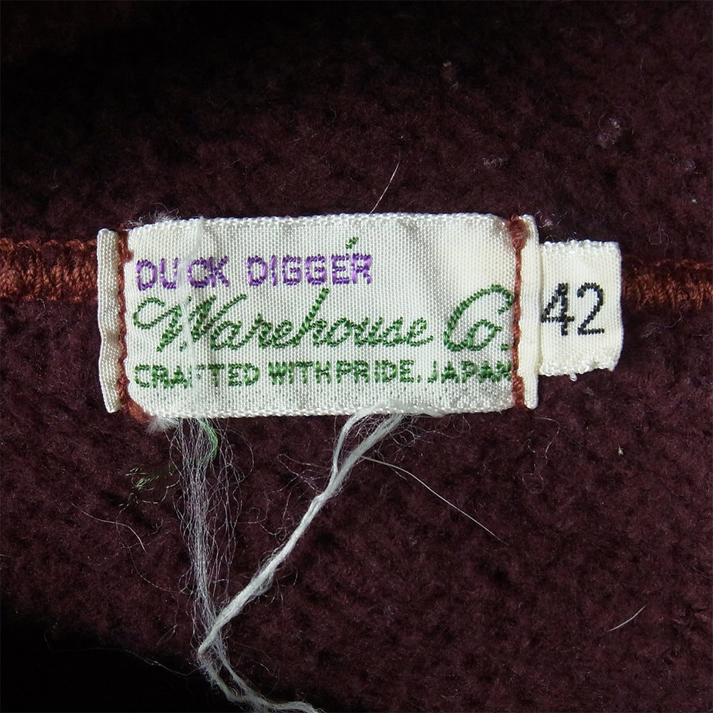 WAREHOUSE ウエアハウス DUCK DIGGER ダックディガー30s model ロックフード プルオーバー パーカー ワインレッド系 42【中古】