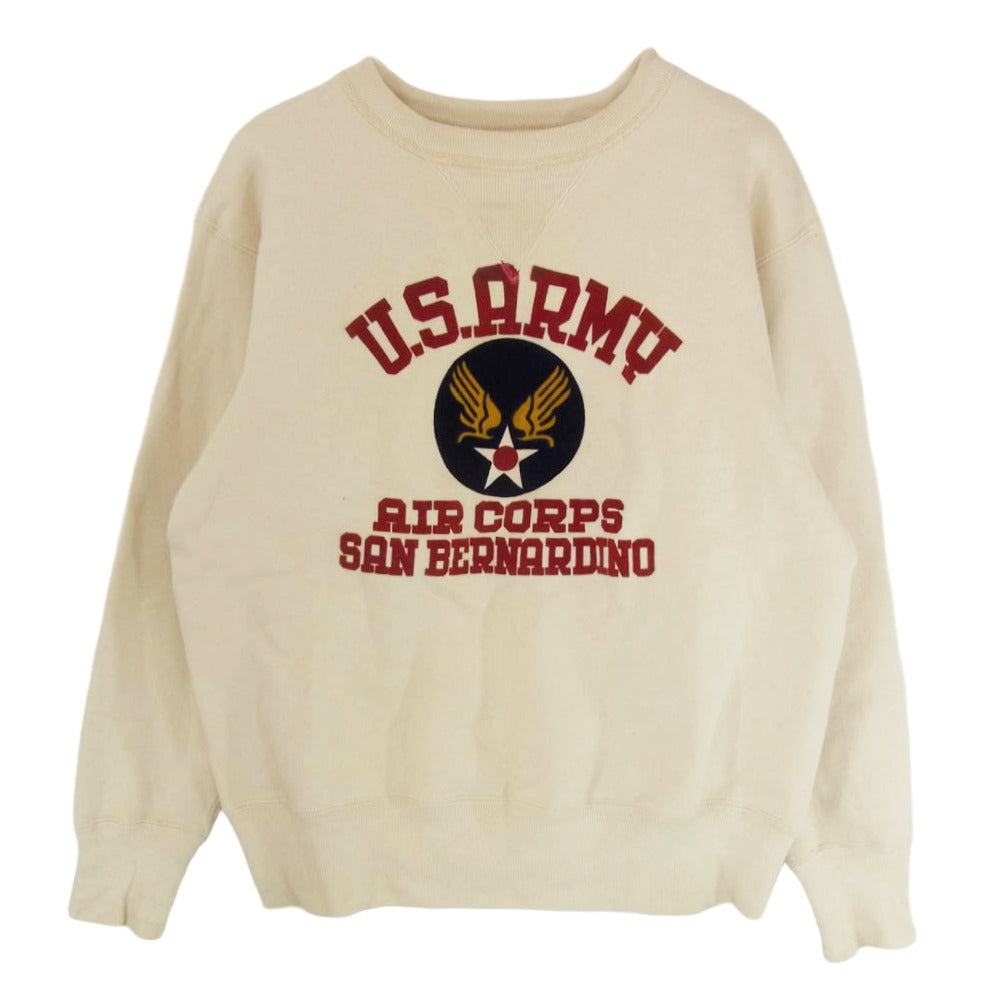 WAREHOUSE ウエアハウス U.S.ARMY フロッキープリント スウェットシャツ ベージュ系 40【中古】