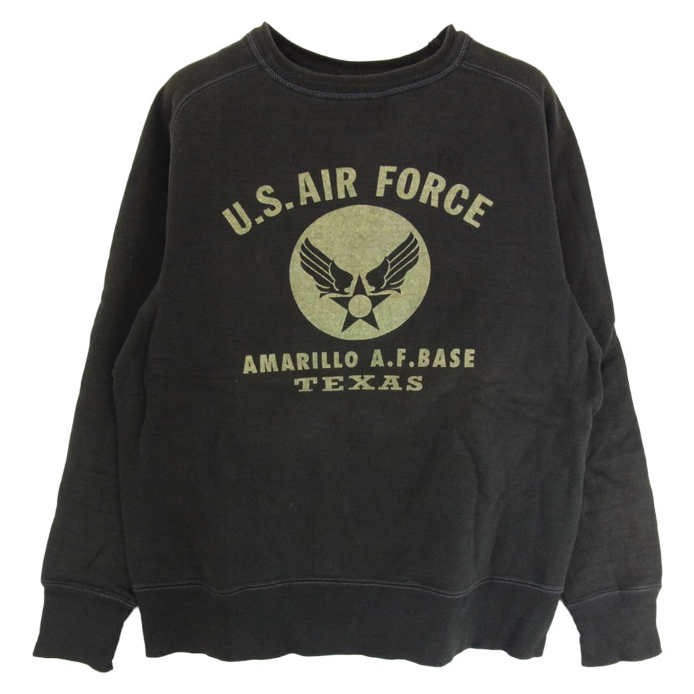 Buzz Rickson's バズリクソンズ U.S.AIR FORCE フロントプリント ラグランスリーブ スウェット ブラック系 L【中古】