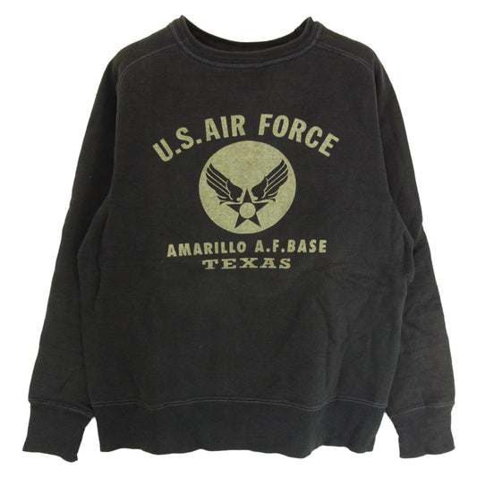 Buzz Rickson's バズリクソンズ U.S.AIR FORCE フロントプリント ラグランスリーブ スウェット ブラック系 L【中古】