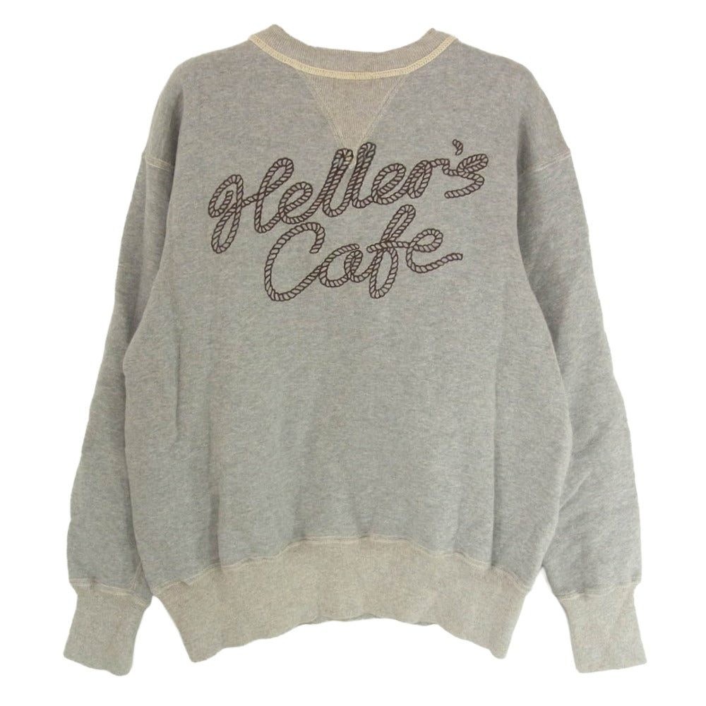 WAREHOUSE ウエアハウス HELLER'S CAFE ヘラーズカフェ 両Vガゼット バックプリント スウェット グレー系 40【中古】