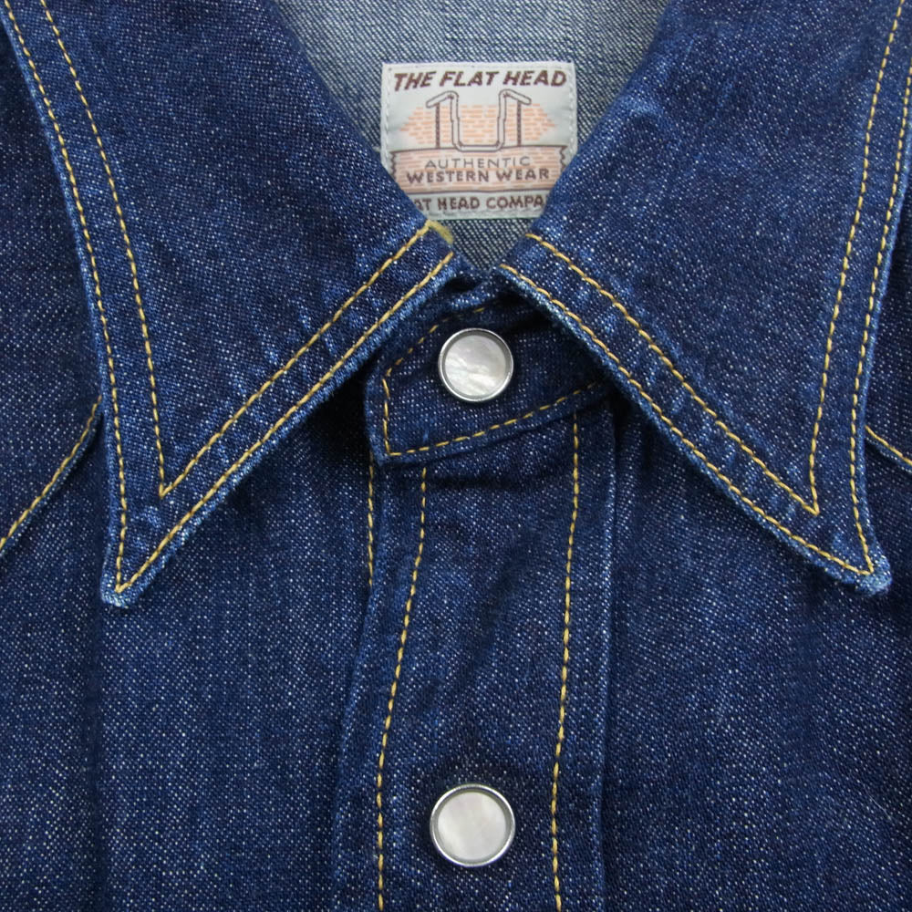 THE FLAT HEAD ザフラットヘッド 7001 DENIM WESTERN SHIRT デニム ウエスタン 長袖シャツ インディゴブルー系 42【中古】