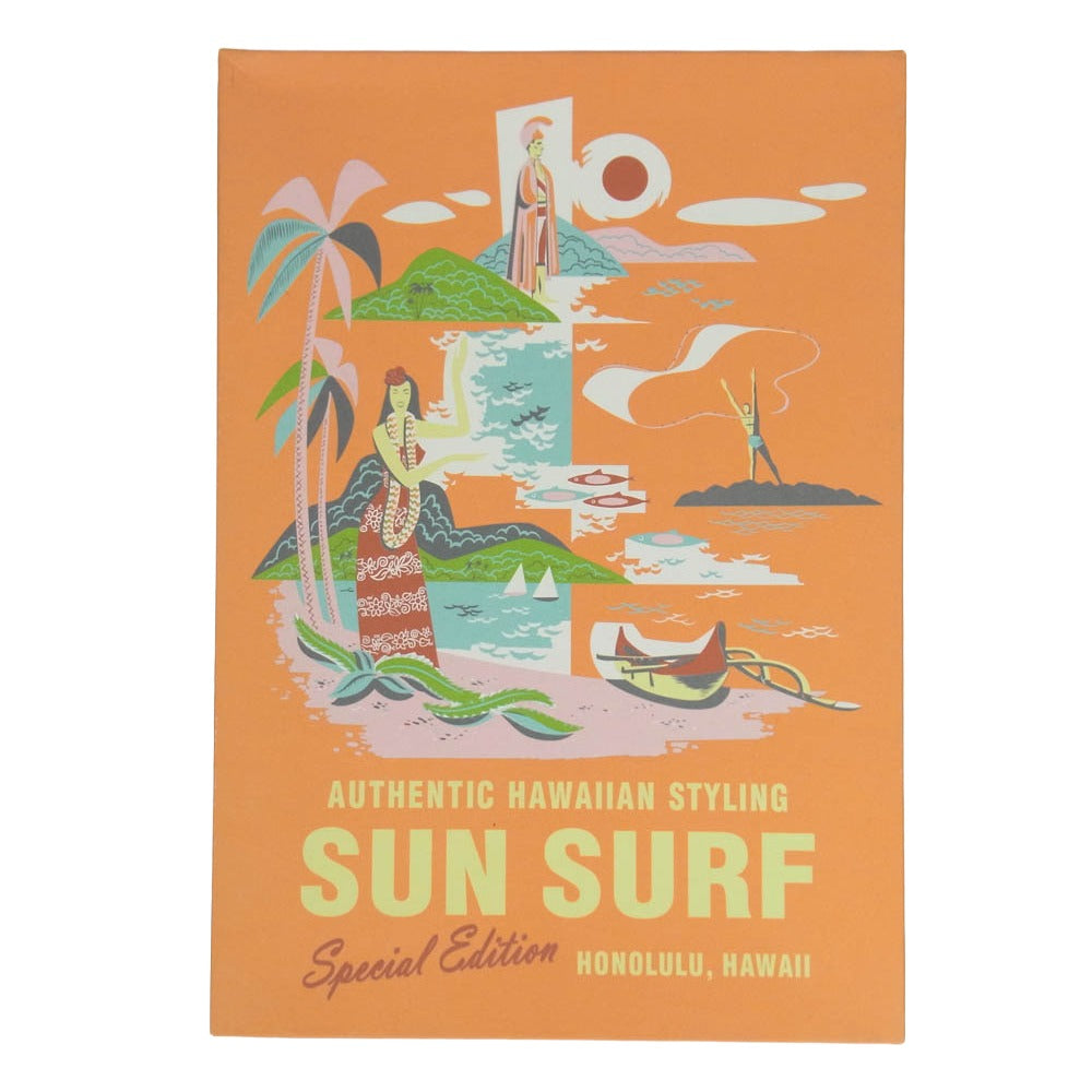SUN SURF サンサーフ SS32945 SPECIAL EDITION スペシャルエディション CRANES WORD OF COMMAND MALIHINI 鶴 松 プリント レーヨン アロハシャツ ネイビー系 M【中古】