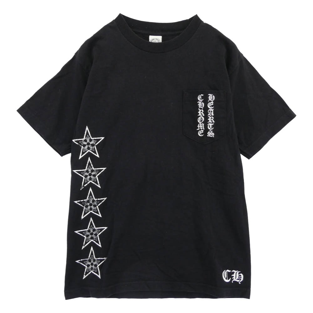 CHROME HEARTS クロムハーツ（原本無） T-BAR STAR LOGO Tバー スタープリント Tシャツ 半袖カットソー ブラック系 M【中古】