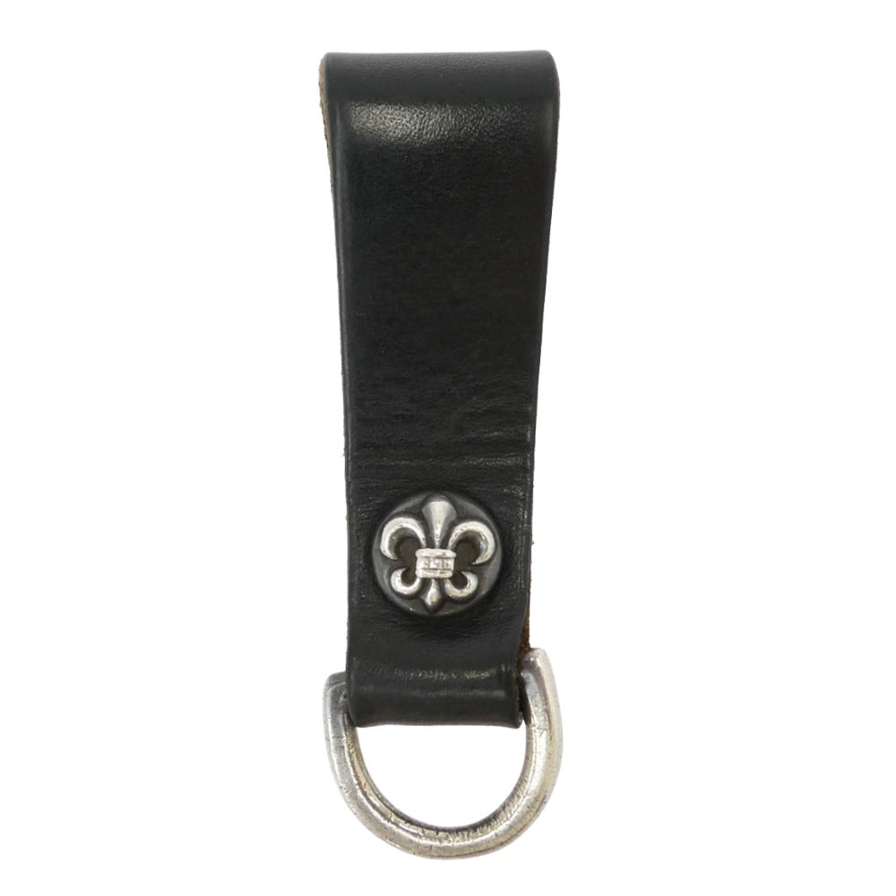 CHROME HEARTS クロムハーツ（原本無） BELT LOOP D RING BSフレアボタン レザー ベルトループ Dカン ブラック系 シルバー系【中古】