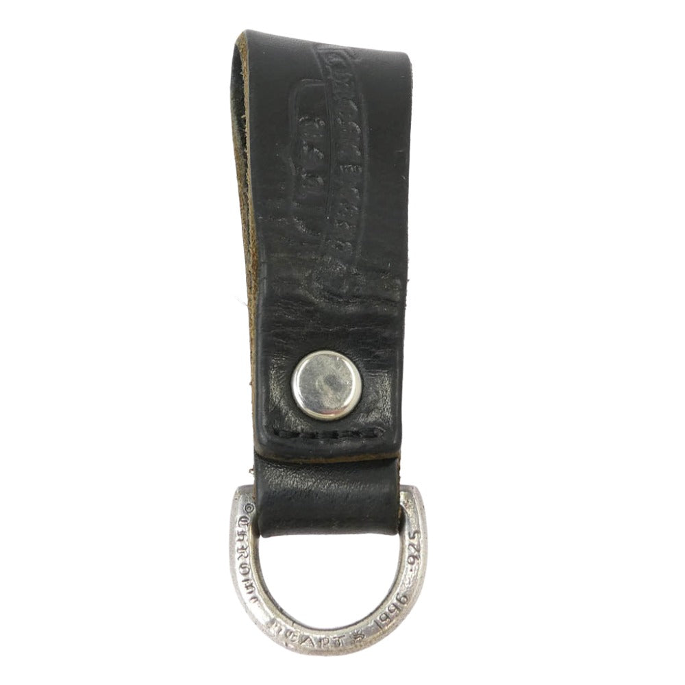 CHROME HEARTS クロムハーツ（原本無） BELT LOOP D RING BSフレアボタン レザー ベルトループ Dカン ブラック系 シルバー系【中古】