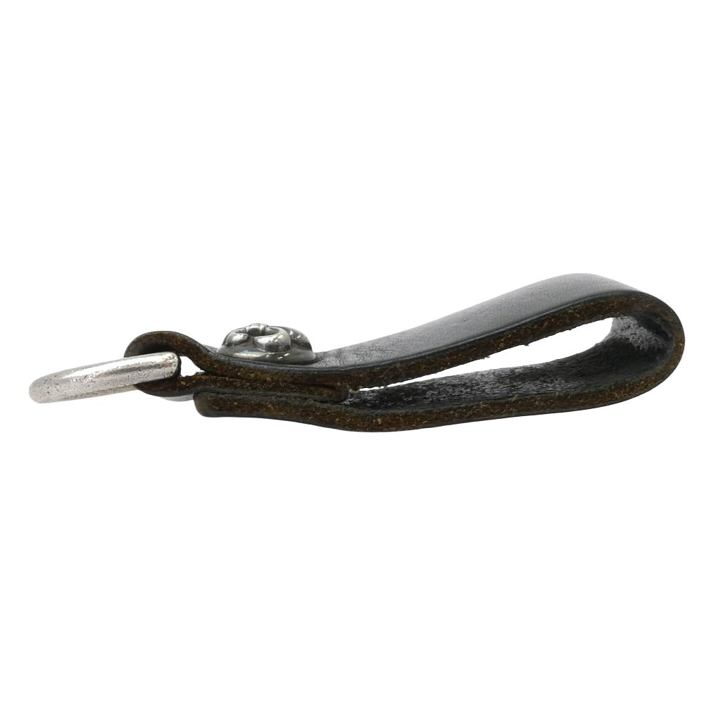 CHROME HEARTS クロムハーツ（原本無） BELT LOOP D RING BSフレアボタン レザー ベルトループ Dカン ブラック系 シルバー系【中古】
