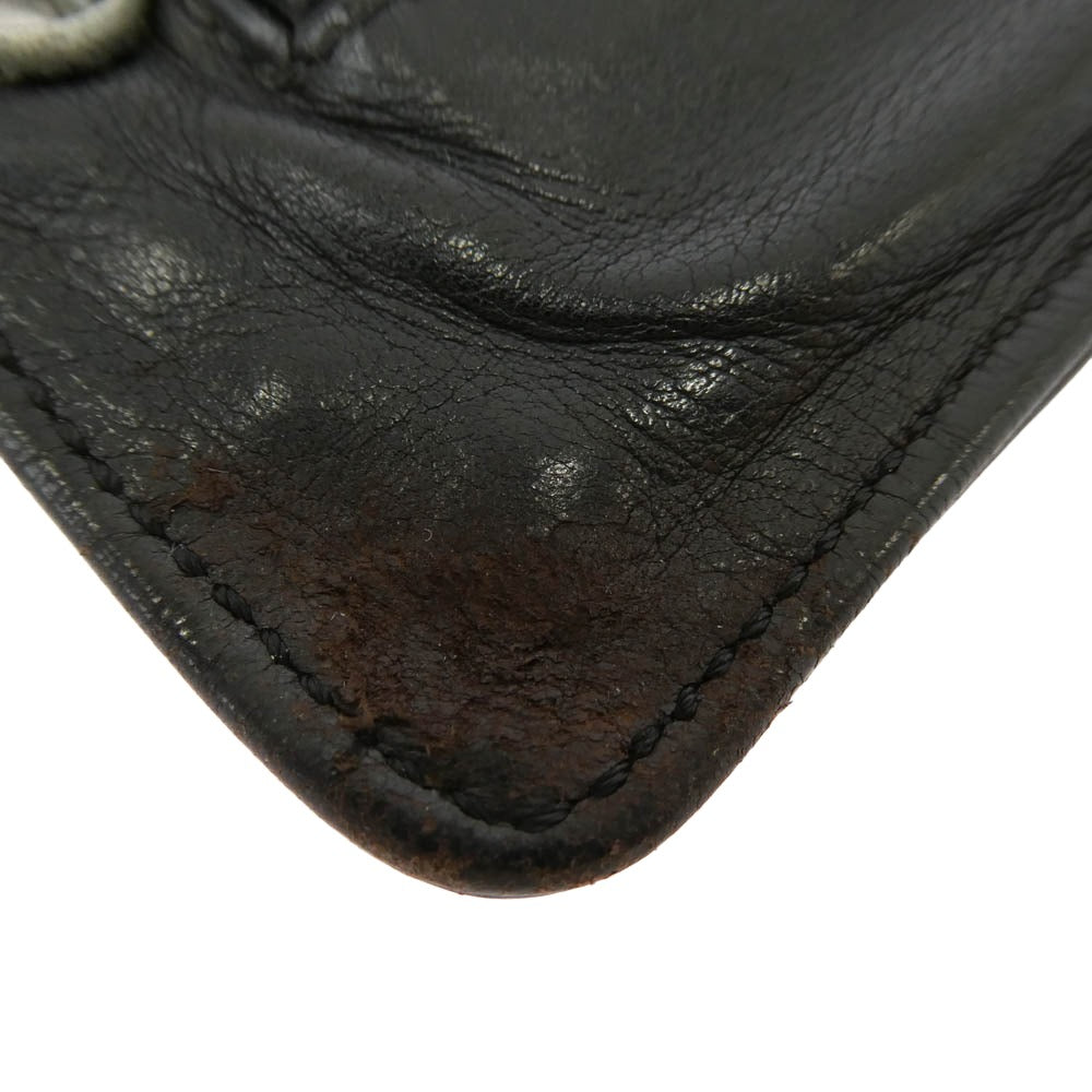 CHROME HEARTS クロムハーツ（原本無） 1SNAP 1スナップ クロスボールボタン レザー コンパクト ウォレット ブラック系 シルバー系【中古】