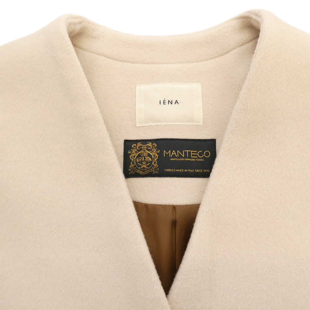 IENA イエナ MANTECO社製 ウール ノーカラー コート ベージュ系 34【中古】