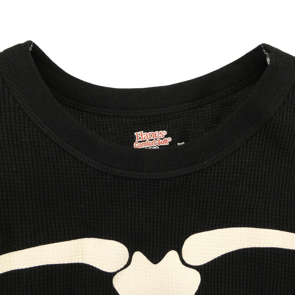 Supreme シュプリーム 24AW x Hanes Bones Thermal Crew ヘインズ ボーンズ サーマル クルーネック 長袖 カットソー ブラック系 オフホワイト系 L【中古】