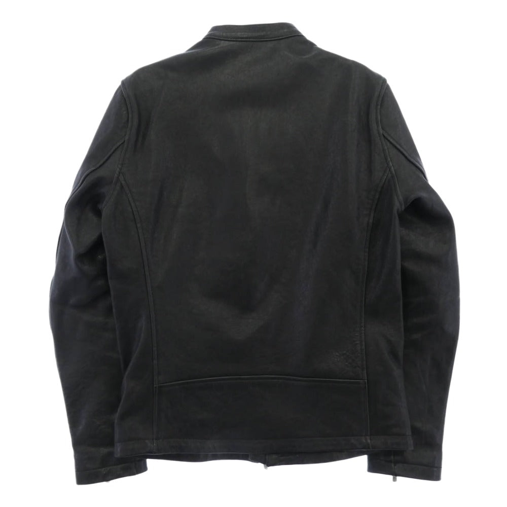 NO ID. ノーアイディ 843030-639L シープレザー ベジタブル 羊革 シングル ライダース ジャケット ブラック系 ワインレッド系 1【中古】