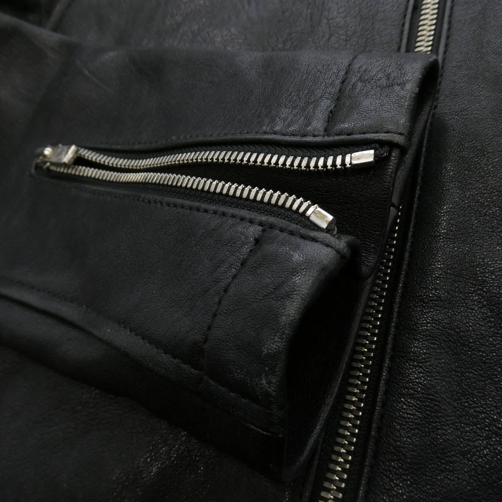 NO ID. ノーアイディ 843030-639L シープレザー ベジタブル 羊革 シングル ライダース ジャケット ブラック系 ワインレッド系 1【中古】