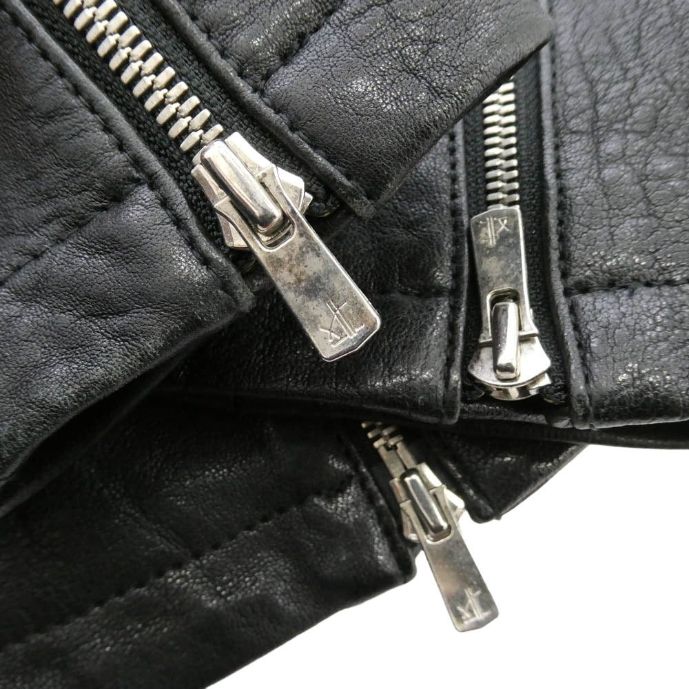 NO ID. ノーアイディ 843030-639L シープレザー ベジタブル 羊革 シングル ライダース ジャケット ブラック系 ワインレッド系 1【中古】