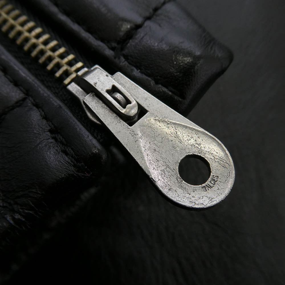 NO ID. ノーアイディ 844203-778L ホースレザー フルタンニン顔料仕上げ ノーカラー 馬革 レザー シングル ライダース ジャケット ブラック系 ワインレッド系 1【中古】