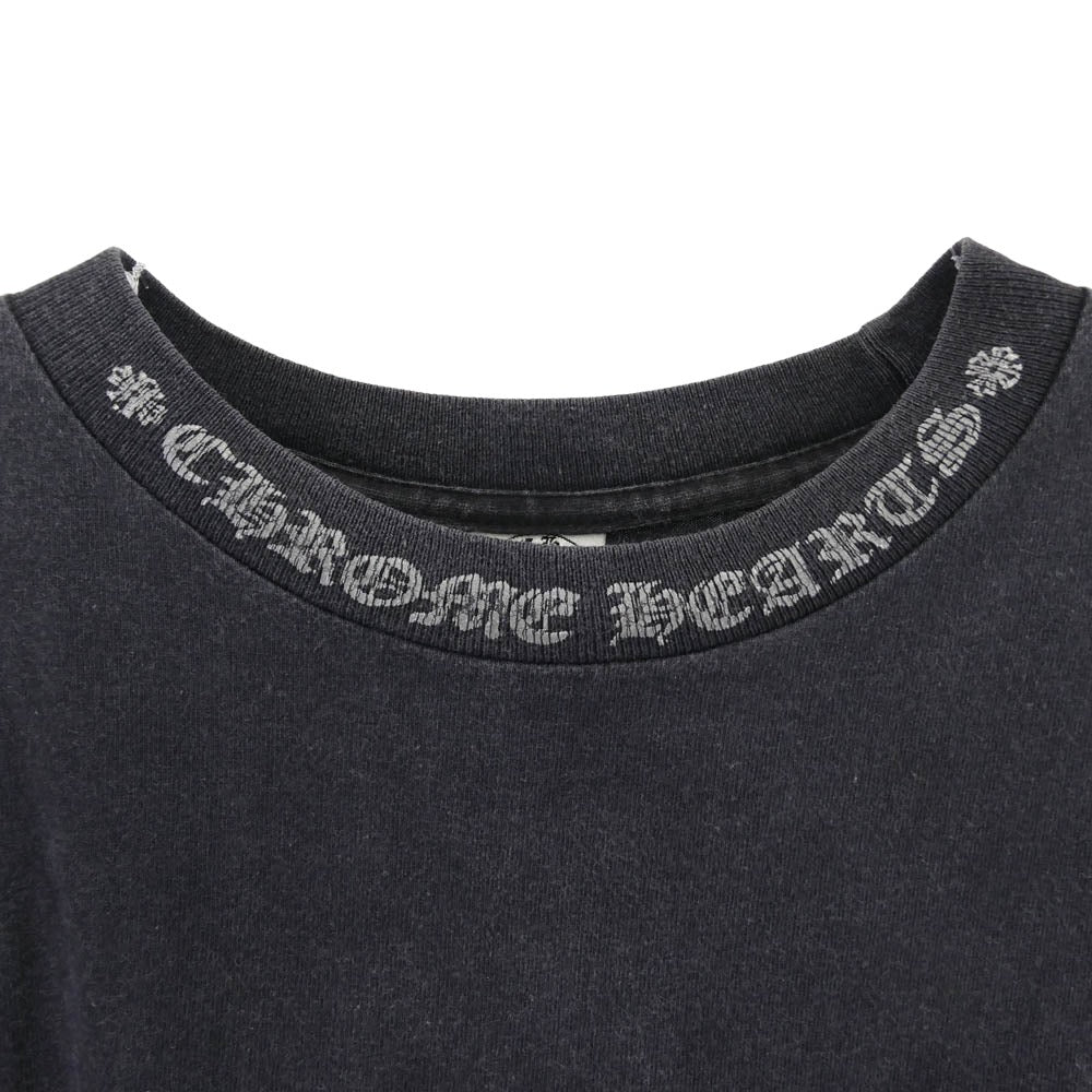 CHROME HEARTS クロムハーツ（原本無） OLD VINE DAGGER NECK LOGO L/S オールド ヴァインダガー ネック ロゴプリント 長袖カットソー ネイビー系 L【中古】
