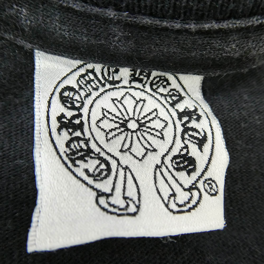 CHROME HEARTS クロムハーツ（原本無） OLD VINE DAGGER NECK LOGO L/S オールド ヴァインダガー ネック ロゴプリント 長袖カットソー ネイビー系 L【中古】