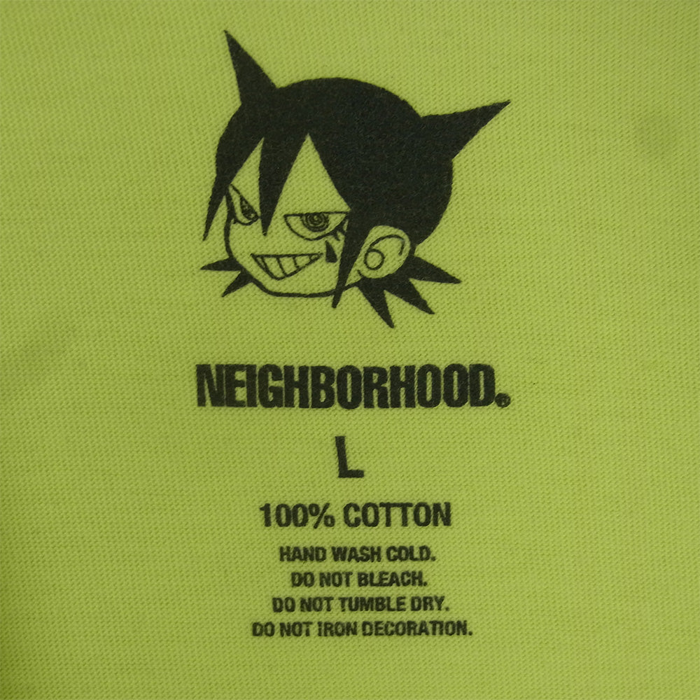 NEIGHBORHOOD ネイバーフッド 23SS 231PCJIN-ST01S NH X JUN INAGAWA TEE SS-1 ジュンイナガワ プリント 半袖 Tシャツ イエロー系 蛍光イエロー系 L【中古】